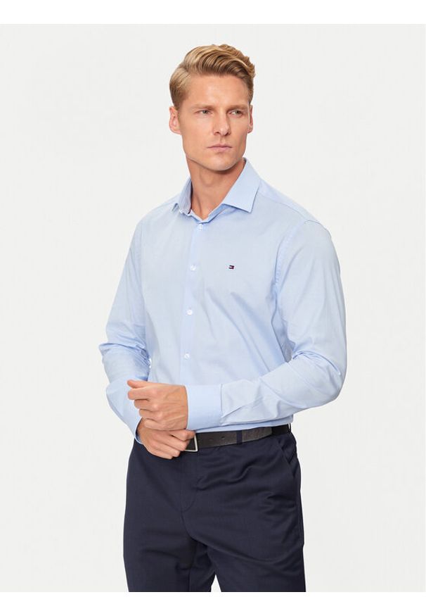 TOMMY HILFIGER - Tommy Hilfiger Koszula MW0MW38347 Błękitny Slim Fit. Kolor: niebieski. Materiał: bawełna