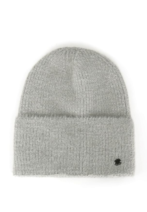 Volcano - Zimowa czapka H-GLITTA. Kolor: szary. Materiał: dzianina. Wzór: ze splotem. Sezon: zima. Styl: klasyczny, elegancki