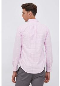 Polo Ralph Lauren Koszula bawełniana męska kolor różowy slim z kołnierzykiem button-down. Typ kołnierza: polo, button down. Kolor: różowy. Materiał: bawełna. Długość rękawa: długi rękaw. Długość: długie. Wzór: aplikacja #2