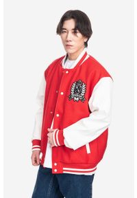 Reebok Classic kurtka bomber z domieszką wełny Res V Jacket kolor czerwony HS5794-CZERWONY. Kolor: czerwony. Materiał: wełna #6
