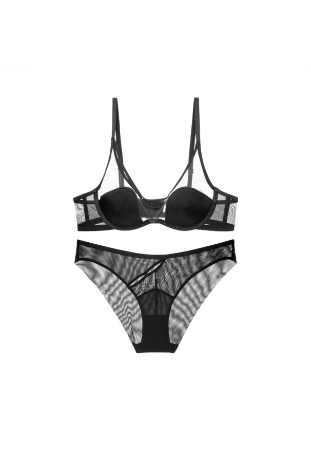Intica - Komplet bielizny z siateczki z biustonoszem i majtkami Corabelle. Kolor: czarny. Materiał: materiał
