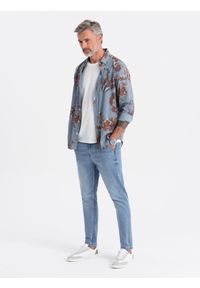 Ombre Clothing - Spodnie męskie jeansowe CARROT FIT - jasnoniebieskie V2 - Rozmiar: XXL. Kolor: niebieski. Materiał: jeans