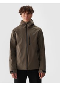 4f - 4F Kurtka przejściowa membrana 5000 męska - khaki 3XL. Okazja: na co dzień. Typ kołnierza: kaptur, kołnierzyk stójkowy. Kolor: oliwkowy, wielokolorowy, brązowy. Materiał: syntetyk, dzianina, tkanina, materiał. Wzór: gładki. Styl: casual, sportowy, klasyczny