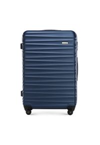 Wittchen - Duża walizka z ABS-u z żebrowaniem. Kolor: niebieski. Materiał: guma
