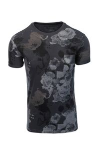 Ombre Clothing - T-shirt męski z nadrukiem - grafitowy V6 S1377 - XXL. Kolor: szary. Materiał: bawełna, poliester. Wzór: nadruk