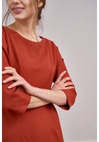 Marie Zélie - Sukienka Milena krepa wiskozowa rudy brąz. Kolor: brązowy. Materiał: wiskoza. Typ sukienki: proste #6