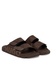 Hugo - HUGO Klapki Evander 50563303 Brązowy. Kolor: brązowy. Materiał: materiał #2