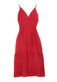 Born2be - Bordowa Sukienka z Wiskozy Aikena. Kolor: czerwony. Materiał: wiskoza. Długość rękawa: na ramiączkach. Typ sukienki: kopertowe. Długość: mini #6