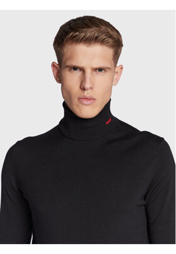 Hugo Golf San Thomas-M 50474174 Czarny Slim Fit. Typ kołnierza: golf. Kolor: czarny. Materiał: wełna