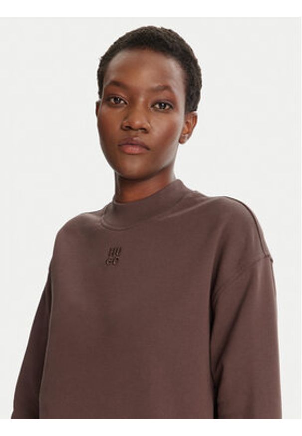 Hugo - HUGO Bluza Daxandria 50527463 Brązowy Relaxed Fit. Kolor: brązowy. Materiał: bawełna