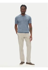 Lindbergh Polo 30-800159 Niebieski Slim Fit. Typ kołnierza: polo. Kolor: niebieski. Materiał: wiskoza #3