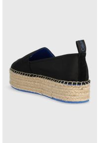 Calvin Klein Jeans espadryle FLATFORM ESPADRILLE SOFT NY kolor czarny na platformie YW0YW00989. Nosek buta: okrągły. Kolor: czarny. Materiał: materiał, guma. Wzór: gładki. Obcas: na platformie #4