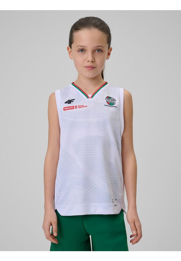 4f - 4F Koszulka meczowa replika domowa z sezonu 2025/26 dziecięca 4F x Zagłębie Sosnowiec - biała 146/152 (10-12 lat). Kolor: biały. Materiał: dzianina, materiał. Długość: długie. Sezon: lato