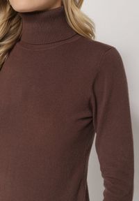 Born2be - Brązowy Golf Sweter z Wiskozą i Kaszmirem Zailaya. Okazja: na co dzień. Typ kołnierza: golf. Kolor: brązowy. Materiał: wiskoza, kaszmir. Styl: casual #2