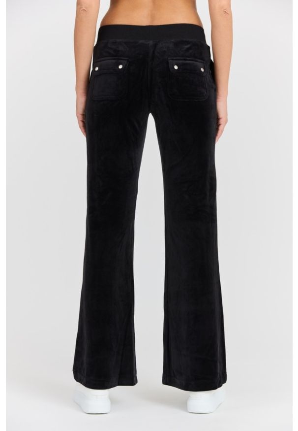 Juicy Couture - JUICY COUTURE Czarne damskie dresowe spodnie Layla Jewelled Low Rise Pant, Rozmiar XS. Kolor: czarny. Materiał: dresówka