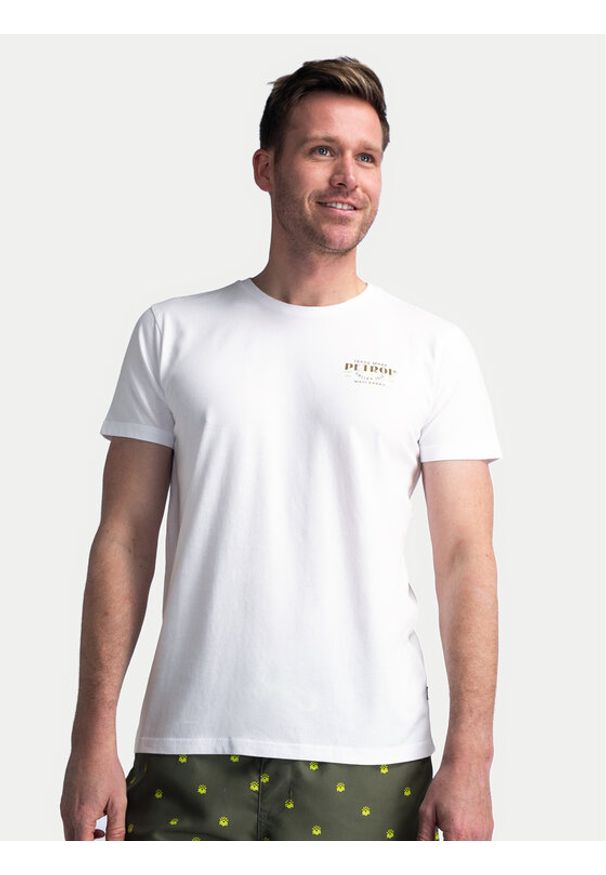 Petrol Industries T-Shirt M-1040-TSR603 Biały Regular Fit. Kolor: biały. Materiał: bawełna