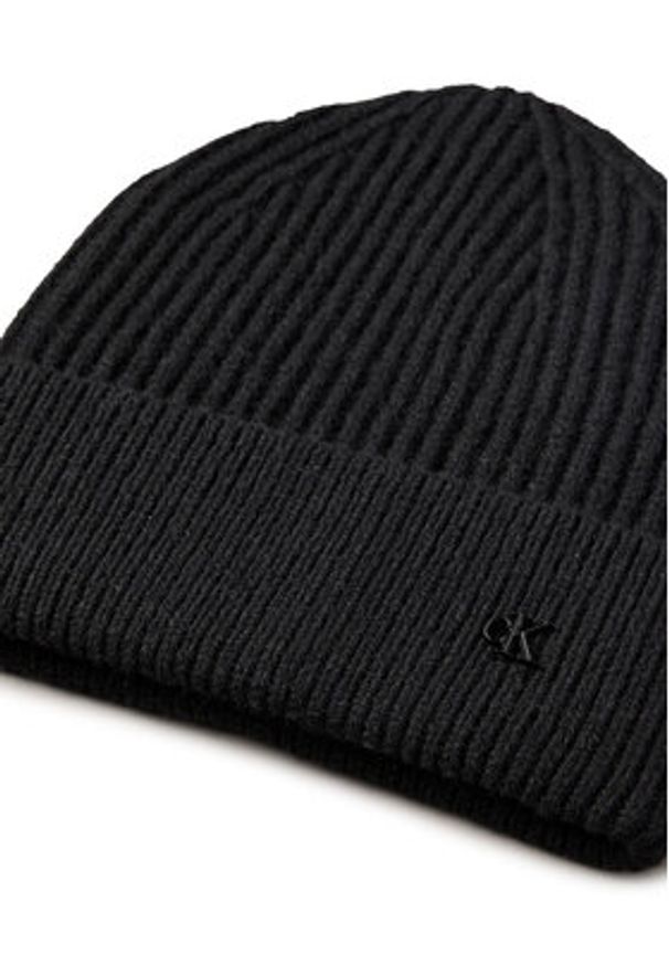 Calvin Klein Czapka Ck Metal Wool Beanie LV04D8032G Czarny. Kolor: czarny. Materiał: materiał, wełna