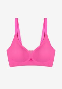 Born2be - Fuksjowy Biustonosz z Ozdobnym Wycięciem Ezirelle. Kolor: różowy. Materiał: jeans. Rodzaj stanika: wyciągane miseczki. Wzór: gładki #4