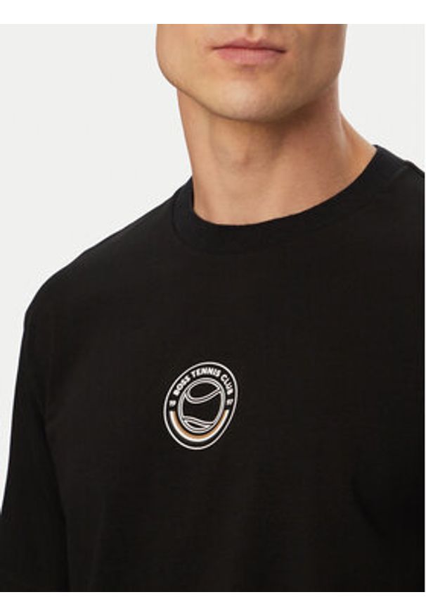 BOSS T-Shirt Open 50560293 Czarny Relaxed Fit. Kolor: czarny. Materiał: bawełna