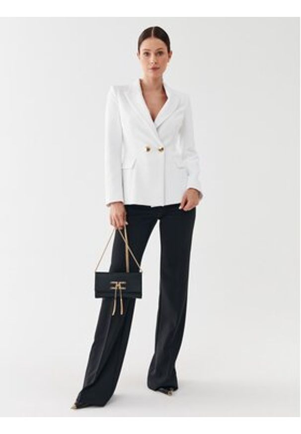 Elisabetta Franchi Spodnie materiałowe PA-014-36E2-V320 Czarny Wide Leg. Kolor: czarny. Materiał: syntetyk, materiał