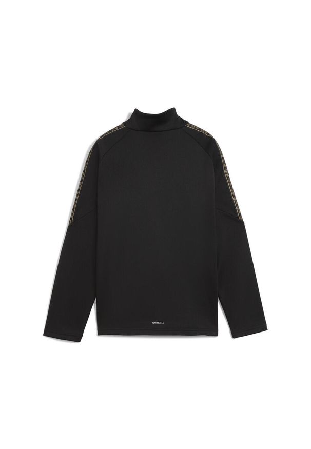 Puma - Młodzieżowa treningowa kurtka na zimę KING z zamkiem 1/4 PUMA Black Gold. Kolor: czarny, wielokolorowy, żółty. Sezon: zima. Sport: bieganie, piłka nożna