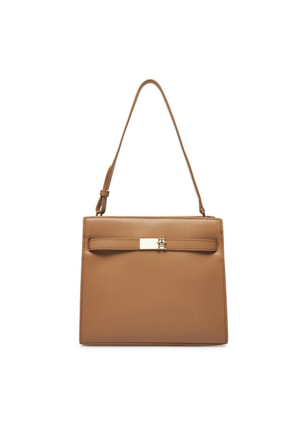 TOMMY HILFIGER - Tommy Hilfiger Torebka Th Heritage Shoulder Bag AW0AW17182 Brązowy. Kolor: brązowy. Materiał: skórzane
