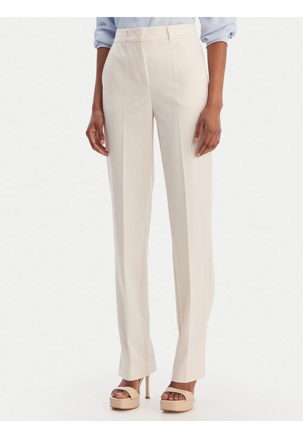 Marella Spodnie materiałowe Pagina 2613131081 Kremowy Slim Fit. Kolor: kremowy. Materiał: syntetyk