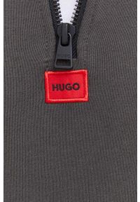 Hugo - HUGO bluza bawełniana męska kolor szary gładka. Kolor: szary. Materiał: bawełna. Długość: krótkie. Wzór: gładki, aplikacja #5