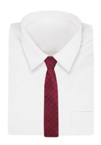 Czerwono-Szary Elegancki Krawat -Angelo di Monti- 6 cm, Męski, w Dużą Kratkę. Kolor: czerwony. Wzór: kratka. Styl: elegancki