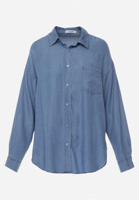 Renee - Niebieska Denimowa Koszula z Bawełną i Kieszonką Worimi. Okazja: na co dzień. Kolor: niebieski. Materiał: bawełna. Sezon: wiosna. Styl: casual #3