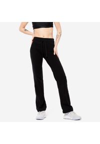 DOMYOS - Legginsy fitness damskie Domyos. Kolor: czarny. Materiał: bawełna, materiał, elastan. Sport: fitness