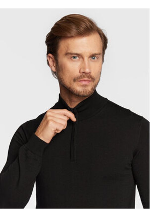 Hugo Sweter San Quirin-M 50474175 Czarny Regular Fit. Kolor: czarny. Materiał: wełna