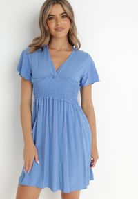 Born2be - Niebieska Sukienka z Wiskozy Gulpari. Kolor: niebieski. Materiał: wiskoza. Długość: mini #1