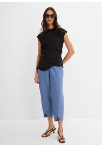 bonprix - Spodnie 3/4 z przewiewnej mieszanki lnu. Stan: podwyższony. Kolor: niebieski. Materiał: len #2