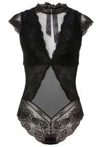 bonprix - Body z delikatnej koronki. Kolor: czarny. Materiał: koronka. Wzór: koronka #1
