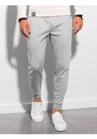 Ombre Clothing - Spodnie męskie dresowe P991 - szare - XL. Okazja: na co dzień. Kolor: szary. Materiał: dresówka. Styl: casual, sportowy #4