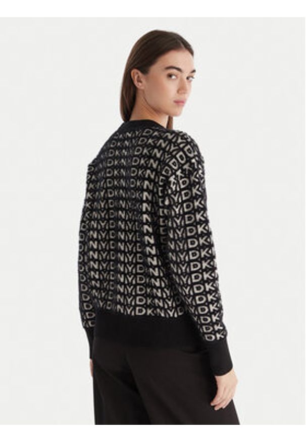 DKNY Sweter P5MSAX92 Czarny Regular Fit. Kolor: czarny. Materiał: bawełna