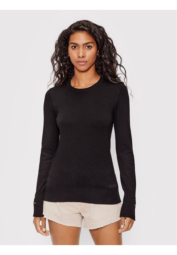 Guess Sweter Elinor W2YR30 Z2V62 Czarny Regular Fit. Kolor: czarny. Materiał: wiskoza