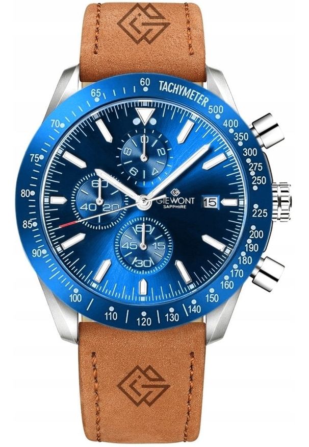 Zegarek Giewont Zegarek Męski Chronograph Sapphire Brązowo-Niebieski GW8720-A2. Kolor: niebieski, wielokolorowy, brązowy