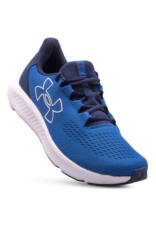 Buty do biegania męskie Under Armour Charged Pursuit 3 Big Logo. Okazja: na co dzień. Zapięcie: sznurówki. Kolor: niebieski. Materiał: syntetyk, materiał. Szerokość cholewki: normalna