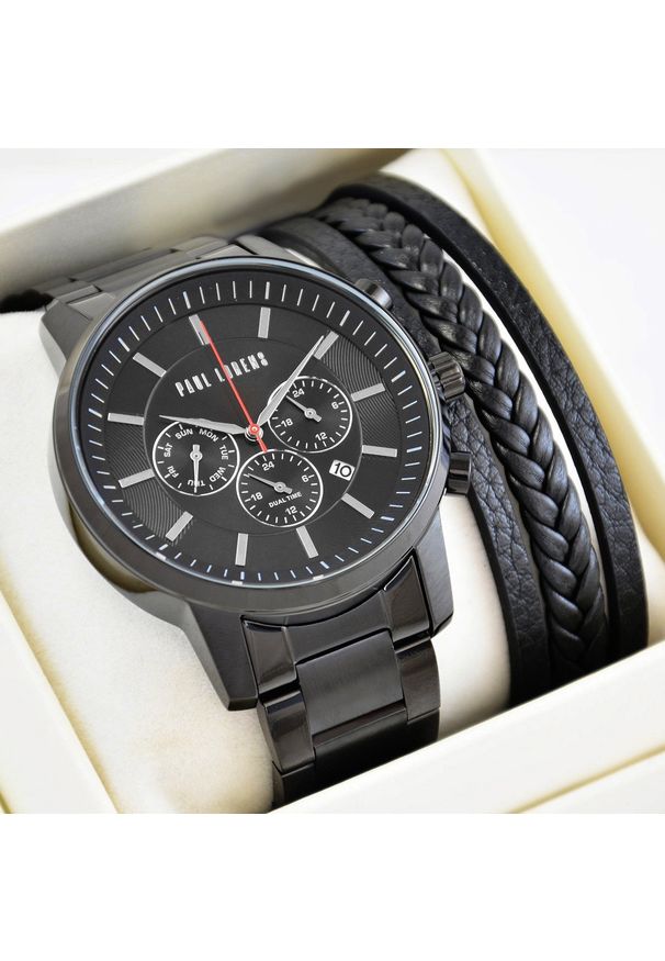 Zestaw męski zegarek Paul Lorens TORNAR 6647B-1A1 + bransoletka