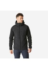 quechua - Bluza turystyczna męska Quechua NH500 Hybride. Typ kołnierza: kaptur. Kolor: czarny. Materiał: polar, tkanina, dzianina, materiał, poliester