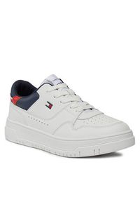 TOMMY HILFIGER - Tommy Hilfiger Sneakersy Low Cut Lace-Up Sneaker T3X9-33367-1355 S Biały. Kolor: biały. Materiał: skóra #4