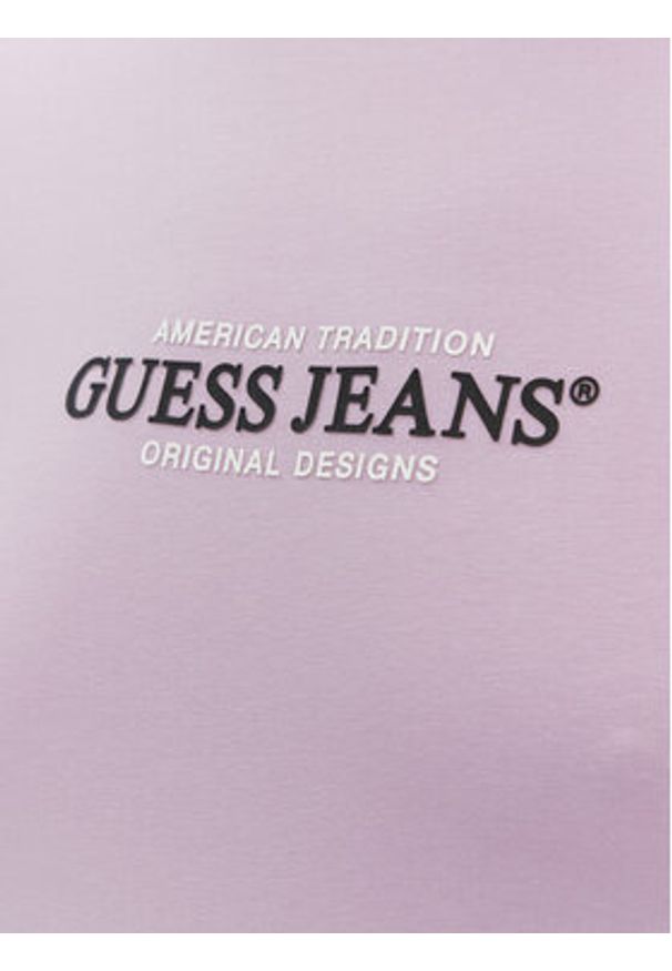 Guess Jeans T-Shirt W4YI03 J1314 Fioletowy Slim Fit. Kolor: fioletowy. Materiał: bawełna