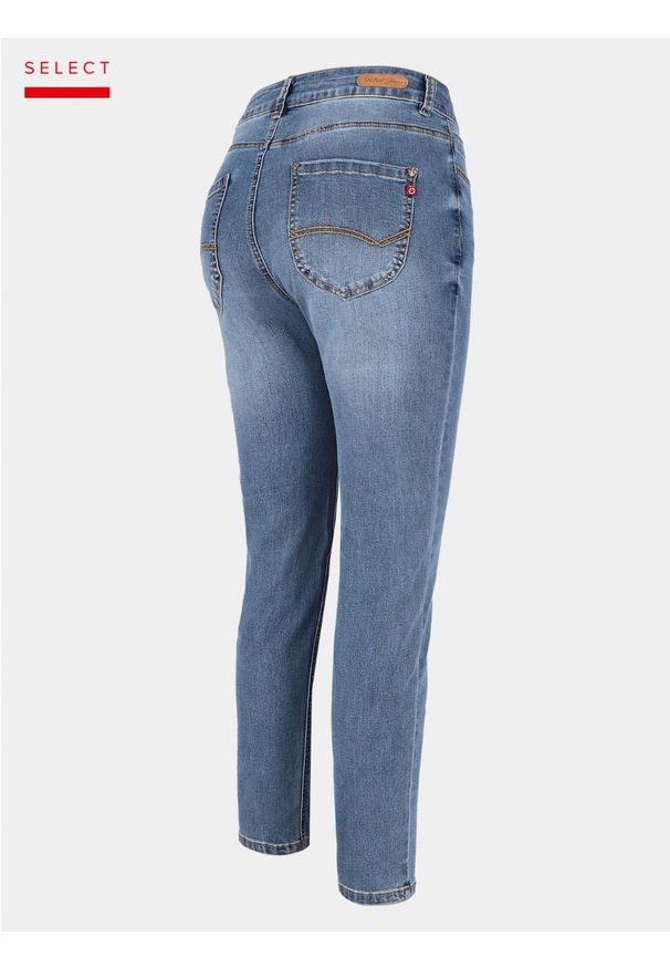 Volcano - Niebieskie jeansy damskie rurki z wysokim stanem, długość ⅞, ekologiczny materiał D-MERCY 5. Stan: podwyższony. Kolor: niebieski. Styl: klasyczny