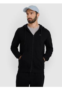 4f - 4F Bluza dresowa rozpinana z kapturem męska - czarna 3XL. Okazja: na co dzień. Typ kołnierza: kaptur. Kolor: czarny. Materiał: dresówka. Wzór: gładki, ze splotem. Styl: casual, sportowy