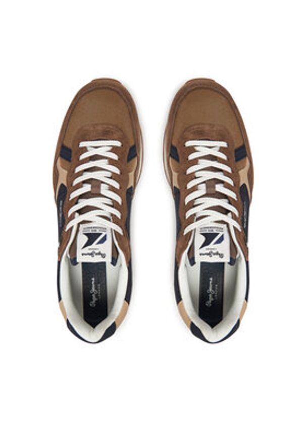 Pepe Jeans Sneakersy Brit Colors M PMS400004 Brązowy. Kolor: brązowy. Materiał: materiał
