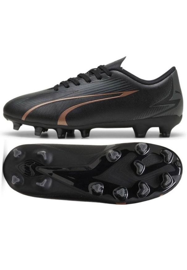 Buty Puma Ultra Play FG/AG Jr 107775 02 czarne. Kolor: czarny. Materiał: materiał, syntetyk. Szerokość cholewki: normalna. Sport: piłka nożna