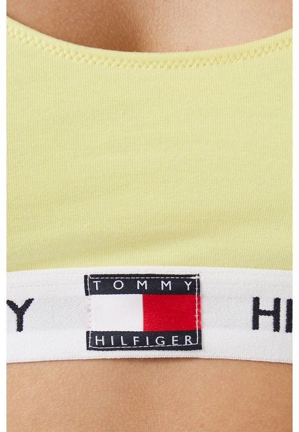 TOMMY HILFIGER - Tommy Hilfiger biustonosz sportowy kolor żółty. Kolor: żółty. Materiał: materiał. Rodzaj stanika: odpinane ramiączka