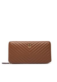 Pinko - PINKO Duży Portfel Damski Ryder Zip Around AI 25-26 PCPL 100250 A0GK Brązowy. Kolor: brązowy. Materiał: skóra